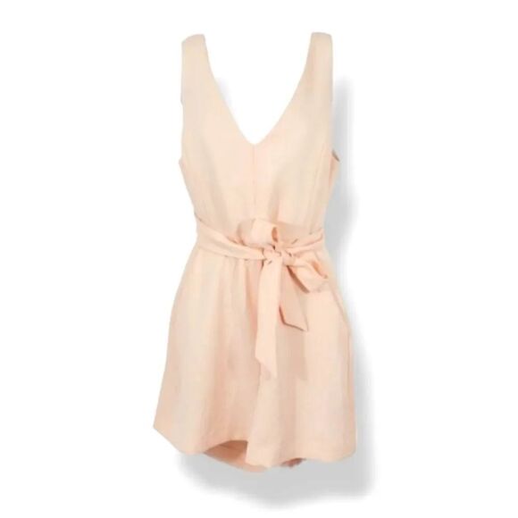 Aritzia Wilfred Ecoulment Tie Waist Open Back Romper in Pink/Peach Size 6 - Picture 4 of 12